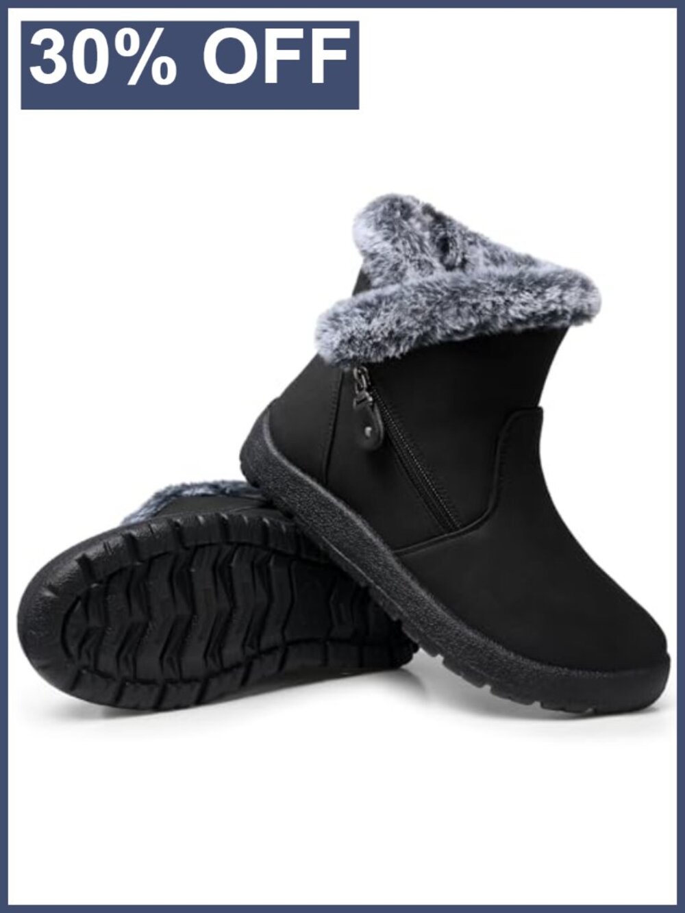 Waterproof Fur Lined Ankle Snow Boots Warm Winter Booties